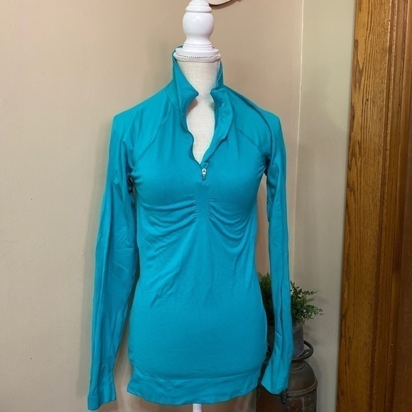 𝅺lucy Medium 1/4 Zip Knit Pullover Teal Running shirt. - Picture 1 of 9